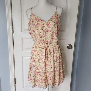 NWT ROW A ROMPER YELLOW PINK FLOWER PATTERN, SIZE LARGE